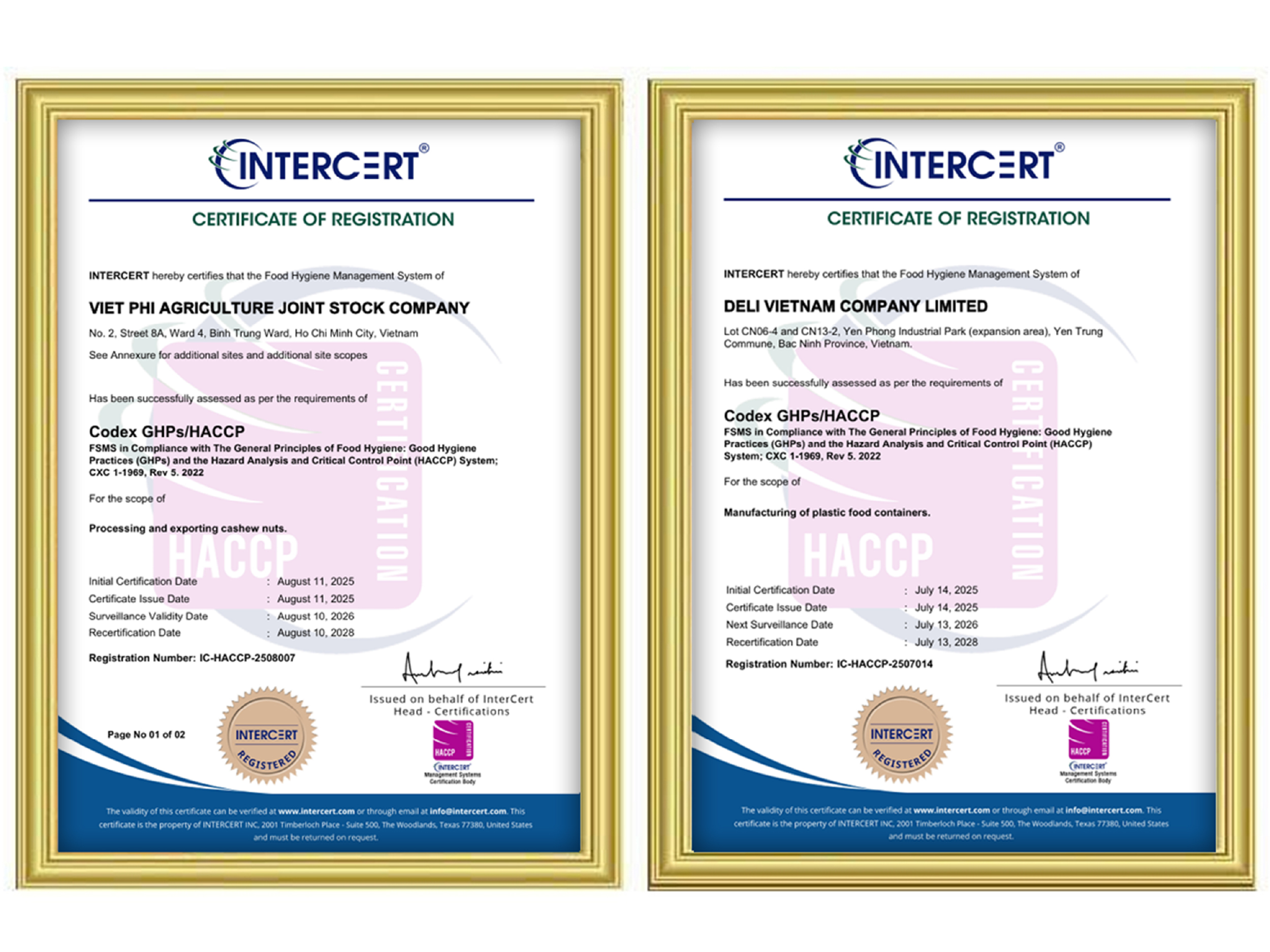 chứng nhận HACCP
