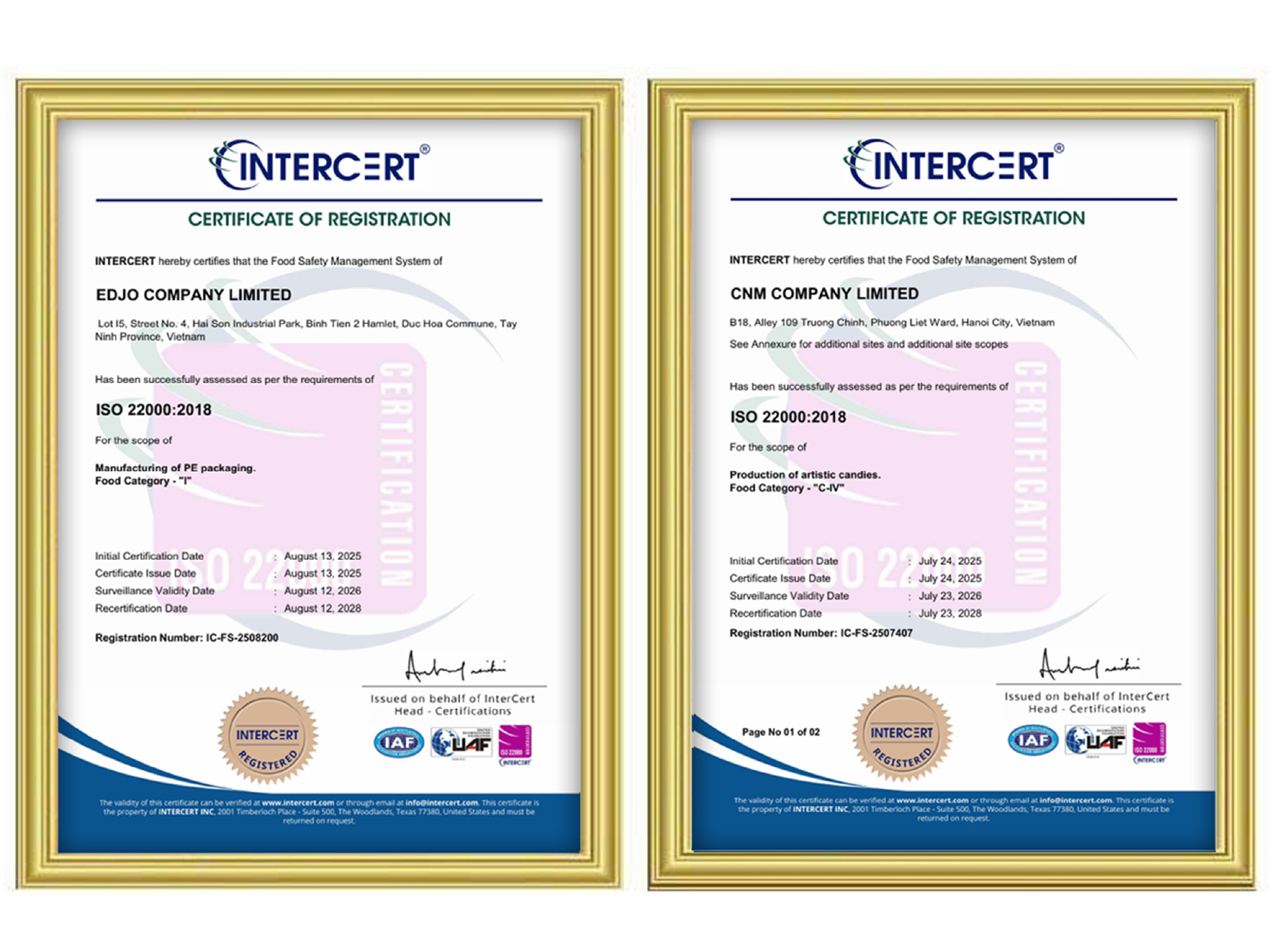 Chứng nhận ISO 22000
