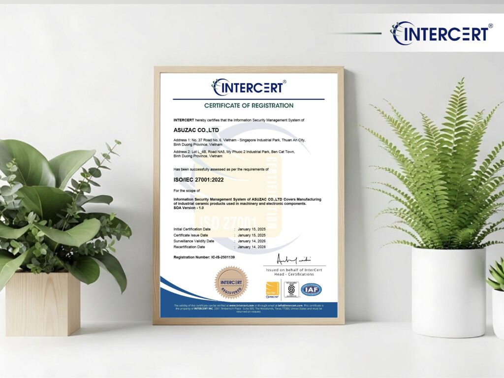Intercert cấp chứng chỉ ISO 27001 cho Công ty TNHH ASUZAC
