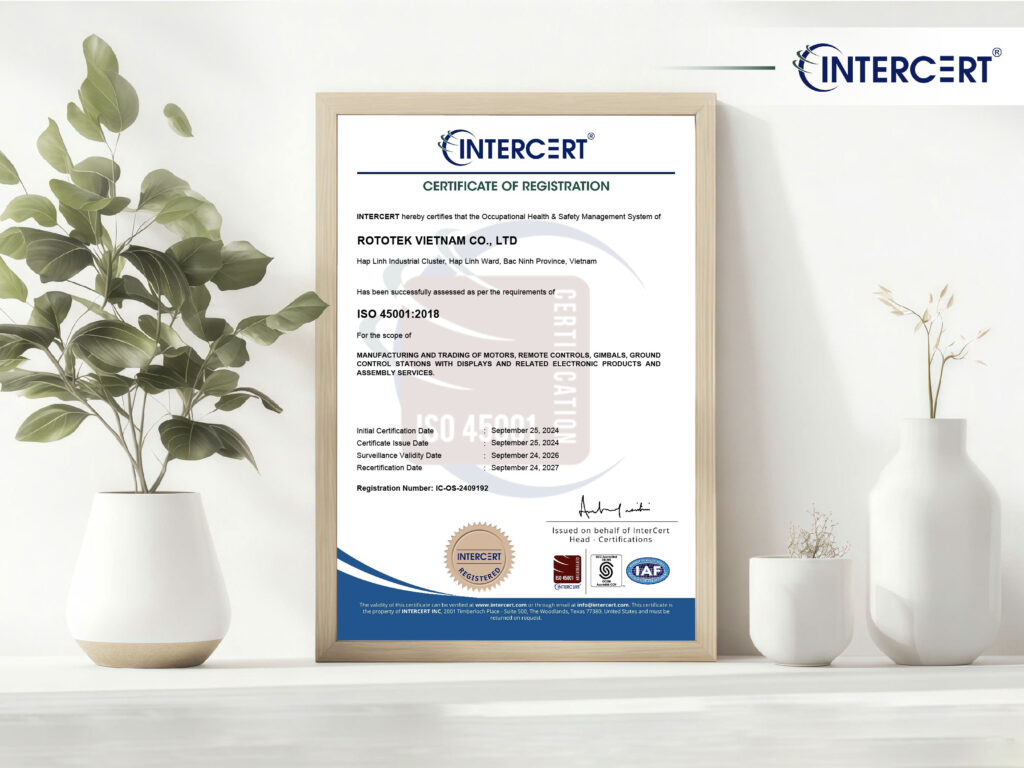 Intercert chứng nhận ISO 45001 Cho Công ty TNHH Rototek Việt Nam