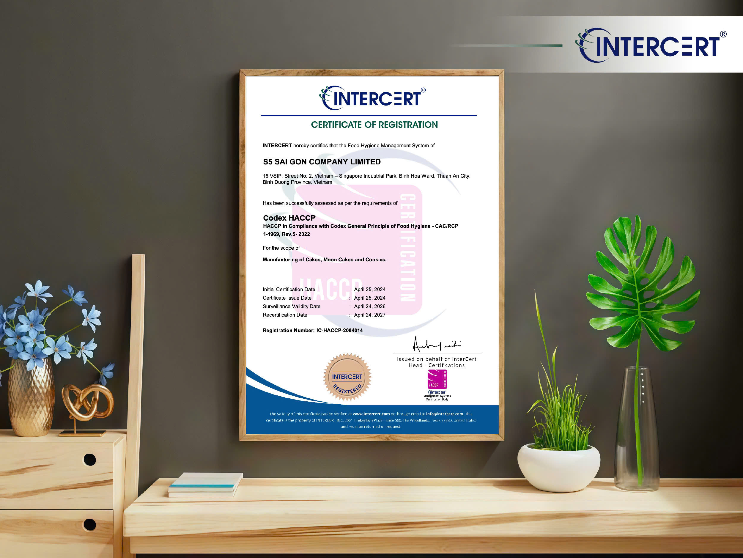Intercert cấp chứng chỉ HACCP cho Công ty TNHH 5S Sài Gòn